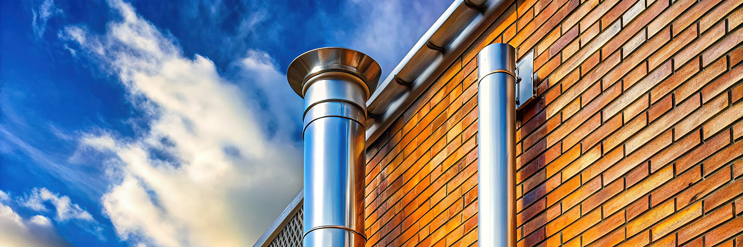 Stainless Steel Boiler Plant Room Exhaust Chimney on Exterior Wall